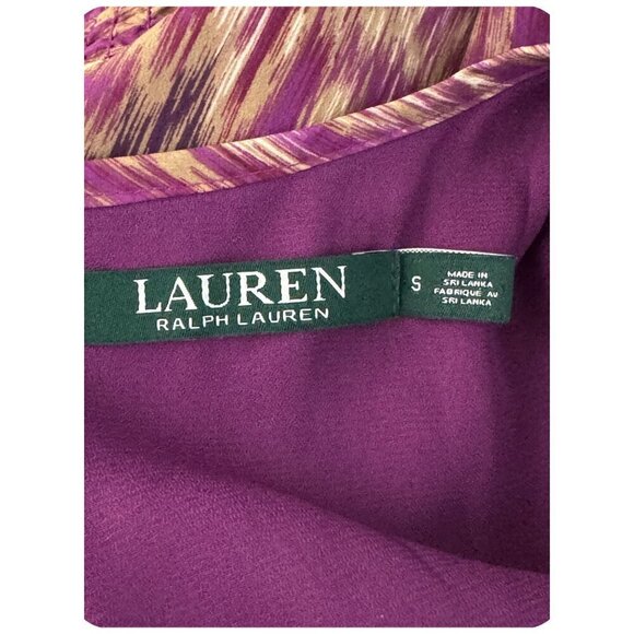 LAUREN Ralph Lauren Ikat Blouson Smocked Sleeveless Tiered Midi Dress Womens Sm - Picture 5 of 12